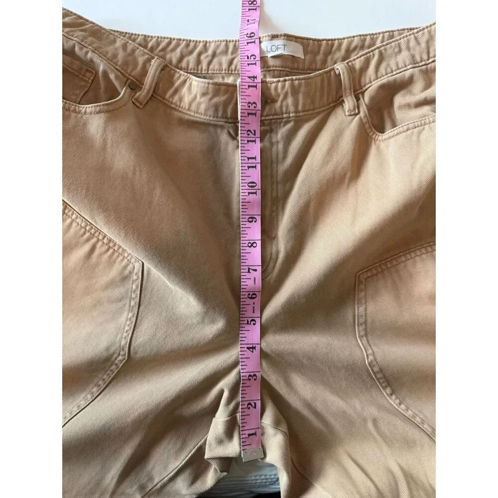 Loft Wide Leg Carpenter Pants Khaki Utility Jeans High Rise Boho Grunge Size 16